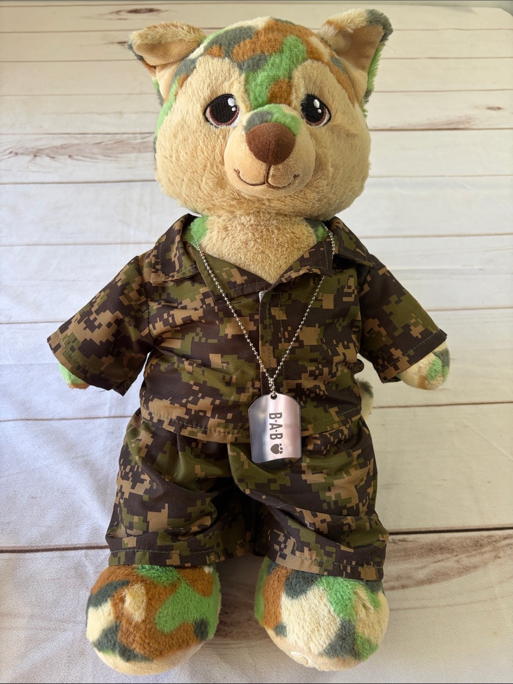 Build-A-Bear Wolf Plush Camouflage Soft Military Style